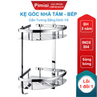 Kệ Góc Nhà Tắm Để Đồ Trong Phòng Vệ Sinh Pimisi Inox 304 Hình Tam Giác Đựng Đồ Trong Phòng Tắm Hoặc Kệ Nhà Bếp 1 - 2 Tầng Sáng Bóng Dễ Vệ Sinh, Gắn Tường Bằng Khoan Vít Đinh Chắc Chắn  Hàng chính hãng - 2 tầng bộ