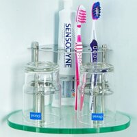 Kệ góc nhà tắm inox 304 kính dày , đựng bàn chải, kem đánh răng