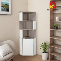 Kệ góc tường tủ, kệ sách gỗ lắp ráp KN Homedecor, Tủ góc tường, kệ sách góc tường, kệ văn phòng, MDF 12mm MS43