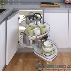 Kệ góc xoay hình lá NewEra cho tủ góc bếp