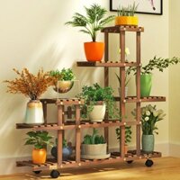 Kệ Hoa Gỗ Nguyên Tấm Nhiều Tầng Mặt Sàn Ban Công Trong Nhà Phòng Khách Gia Dụng Chậu Hoa Xanh Mọng Nước Kệ Trang Trí