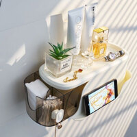 Kệ Hộp Tủ Nhựa Dán tường, Bóp nhả kem đánh răng, đựng đồ phòng tắm nhiều ngăn [Haza Home Decor]