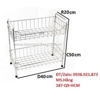 Kệ inox 2 tầng-KT: D40*R20*C50 cm - KL2T-24I-