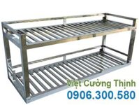 Kệ Inox 2 Tầng Treo Tường Thanh Song KEI-04