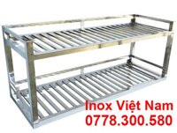 Kệ Inox 2 Tầng Treo Tường KEI-04