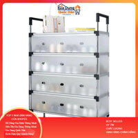 Kệ Inox 3, 4 Tầng Có Vách Ngăn Chắn Bụi, Giá Inox Để Giày Dép Có Nắp Đậy, Tủ Giày Thế Hệ Mới ND22