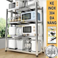 Kệ Inox 304 Để Đồ Nhà Bếp, Kệ Bếp Để Lò Vi Sóng Xoong Nồi Gia Vị Đa Năng 3-5 Tầng Có Bánh Xe MKS040
