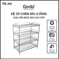 Kệ inox 304 úp chén dĩa 4 tầng loại lớn Goda