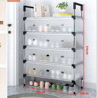 Kệ Inox 5 Tầng Có Vách Ngăn Chắn Bụi, Giá Inox Để Giày Dép 5 Tầng Có Nắp Đậy, Tủ Giày Thế Hệ Mới