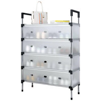 Kệ Inox 5 Tầng Có Vách Ngăn Chắn Bụi, Giá Inox Để Giày Dép 5 Tầng Có Nắp Đậy, Tủ Giày Thế Hệ Mới