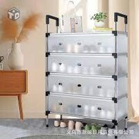 Kệ Inox 5 Tầng Có Vách Ngăn Chắn Bụi, Giá Inox Để Giày Dép 5 Tầng Có Nắp Đậy, Tủ Giày Thế Hệ Mới -hàng loại 1