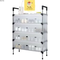 Kệ Inox , 5 Tầng Có Vách Ngăn Chắn Bụi, Giá Inox Để Giày Dép Có Nắp Đậy Mẫu Mới