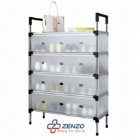 Kệ Inox 5 Tầng Có Vách Ngăn Chắn Bụi, Giá Inox Để Giày Dép 5 Tầng Có Nắp Đậy, Tủ Giày Thế Hệ Mới