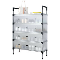 Kệ Inox 5 Tầng Có Vách Ngăn Chắn Bụi, Giá Inox Để Giày Dép 5 Tầng Có Nắp Đậy, Tủ Giày Thế Hệ Mới