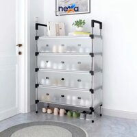 Kệ Inox 5 Tầng Có Vách Ngăn Chắn Bụi, Giá Inox Để Giày Dép 5 Tầng Có Nắp Đậy, Tủ Giày Thế Hệ Mới