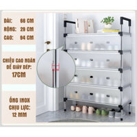 Kệ Inox 5 Tầng Có Vách Ngăn Chắn Bụi, Giá Inox Để Giày Dép 5 Tầng Có Nắp Đậy, Tủ Giày Thế Hệ Mới