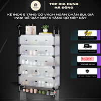 Kệ Inox 5 Tầng Để Giày Dép Có Vách Ngăn Bụi Và Nắp Đậy, Tủ Giày Thế Hệ Mới Tiện Lợi