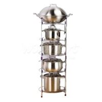 Kệ inox 5 tầng để xoong, nồi, chảo gọn gàng