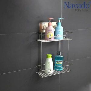 Kệ inox đựng đồ 2 tầng dán tường Gs-5019