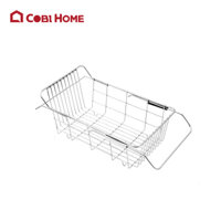 Kệ inox gác bồn rửa chén điều chỉnh kích thước,  rổ inox đa năng úp cho chậu rửa bát, khay đa năng