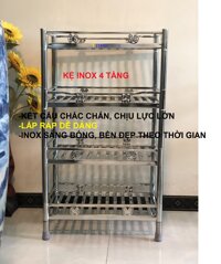 KỆ INOX NHÀ BẾP, KỆ INOX ĐỂ XOONG NỒI, CHÉN BÁT 4 TẦNG  VIMOS - Rộng 40 cm x Dài 60cm x Cao 114cm