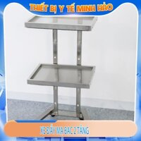 Kệ Inox Phun xăm mạ bạc, Xe Đẩy mạ bạc 2 Tầng,  Dùng Trong Phun Xăm Thẩm Mỹ, Spa, Tiêm Filler