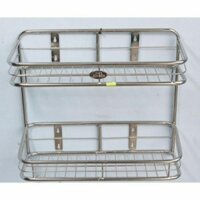 kệ inox treo tường 2 tầng để gia vị, dầu gội...