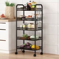 Kệ Kệ Thép Carbon Năm Lớp, Xịt Bột, Bánh Xe, Kệ Lưới Dây Thép,Xe đẩy nhỏ