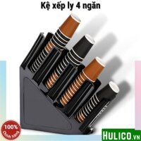 Kệ - khay xếp ly nghiêng 4 ngăn bằng nhựa Take Away