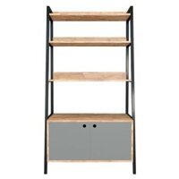 Kệ khung sắt hình thang 5 tầng có tủ gỗ cao su 85x45x160cm HDKKS004