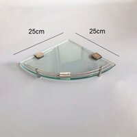 Kệ kính để góc nhà tắm bằng kính cường lực inox SUS304 25x25cm