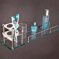 Kệ kính nhà tắm - kệ gương phòng tắm cao cấp TP39 inox 304 kích thước 12x50cm tặng kèm ly, khay đựng bàn chải, đinh ốc..