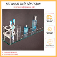 Kệ kính nhà tắm - kệ gương phòng tắm cao cấp TP39 inox 304 kích thước 12x50cm tặng kèm ly, khay đựng bàn chải, đinh ốc..