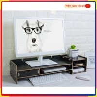 Kệ lắp ráp nâng màn hình Vân Gỗ Đen ☘️Green Home☘️