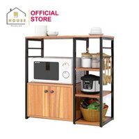 Kệ lò vi sóng 3 tầng mã 1702 9House để lò nướng nồi cơm điện khung sắt dày tĩnh điện chống rỉ mặt gỗ chống thấm nước