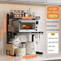 Kệ Lò Vi Sóng 3 Tầng Tiện Lợi Bằng Thép, Có Thể Tăng Giảm Chiều Cao Chiều Ngang, Kệ Để Đồ Thông Minh KO185