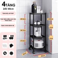 Kệ Lò Vi Sóng 4 Tầng,Kệ Để Đồ Nhà Bếp,Kệ Đa Năng Chắc Chắn Chịu Tải Tốt Có Bánh Xe Không Thanh Chắn Ngang