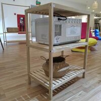 Kệ Lò Vi Sóng WOODEN HOUSE, Kệ Gỗ 3 Tầng Gỗ Thông Cao Cấp Lắp Đặt Dễ Dàng