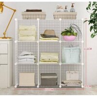 Kệ lưới sắt lắp ghép 9 ô màu trắng