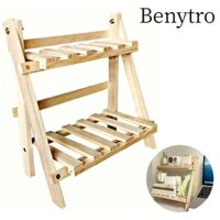 Kệ lưu trữ bằng gỗ BENYTRO, Dụng cụ sắp xếp mặt bàn gấp đa năng, Kệ văn phòng phẩm 2 lớp ổn định