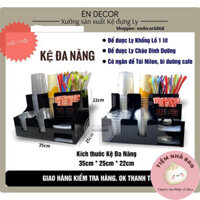 Kệ ly Đa Năng loại Mica Xịn CHỐNG THẤM- có NGĂN BÌ, đựng LY KHỔNG LỒ, cháo dinh dưỡng - Bánh bao decor