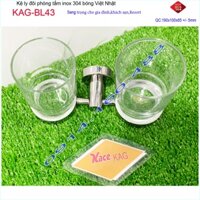 Kệ ly đôi inox kace KAG-BL43, kệ để ly bàn chải inox 304 Nhật Bản đế tròn cao cấp thiết kế tuyệt đẹp