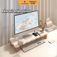 Kệ Màn Hình, Bàn Để Máy Vi Tính Kê Màn Hình PC Bằng Gỗ Decor, Bàn Kê Laptop Nâng Màn Hình Giá Đỡ Trắng 60 Cm - Automatik