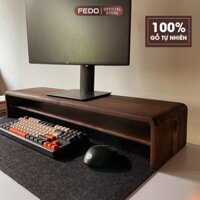 Kệ Màn Hình Gỗ Tự Nhiên FEDO Monitor Stand Vintage Với Ngăn Kéo 2 Tầng Màu Nâu Rustic Nhiều Kích Thước FE41