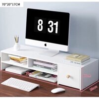 Kệ Màn Hình Máy Tính Kệ Để Laptop Kệ Gỗ Bàn Làm Việc Có Ngăn Kéo 70x20x17cm