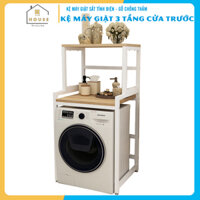 Kệ máy giặt 2 tầng cửa trước KMG03N thương hiệu 9House kệ để đồ trên máy giặt loại khung thép dày dặn sơn tĩnh điện chống bong tróc, gỗ lõi xanh phủ melamine chống nước cực bền, Sản xuất tại Việt Nam - Hàng chính hãng - Khung Đen