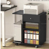 Kệ máy in di động a3 a4 gỗ phong cách hiện đại, có hộc kéo có bánh xe