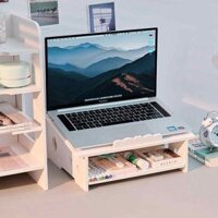 Kệ máy tính 2 tầng màu trắng tản nhiệt tốt - IG420