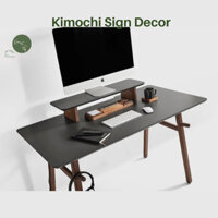 Kệ máy tính để bàn, kệ laptop KISI2 bằng gỗ tự nhiên nguyên tấm decor góc làm việc Kimochi Sign