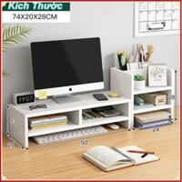 Kệ máy tính kèm kệ sách có học đựng bút bằng gỗ EuroWork (White) 🖥 🖥